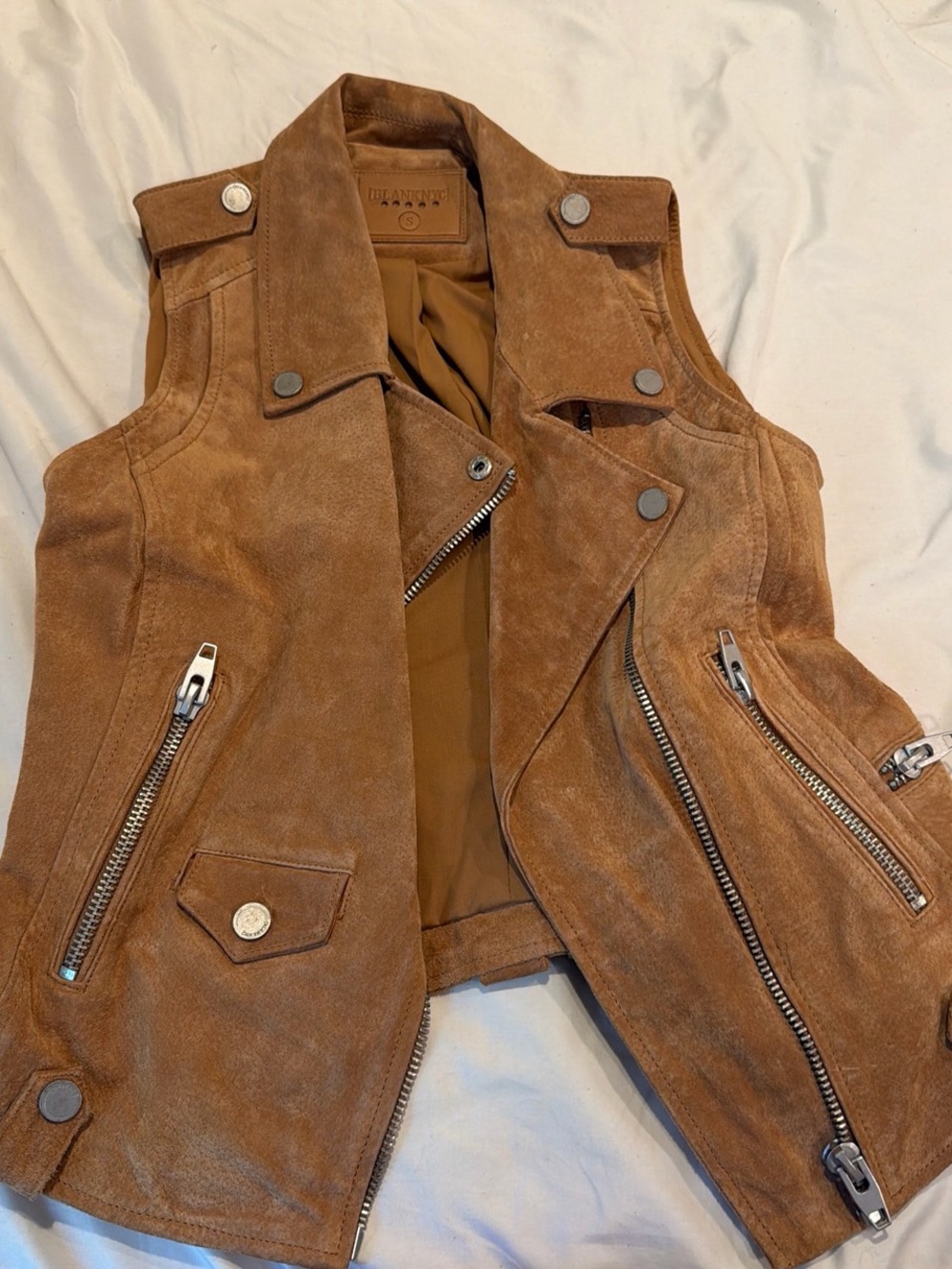Blank NYC Brown Suede Moto Vest